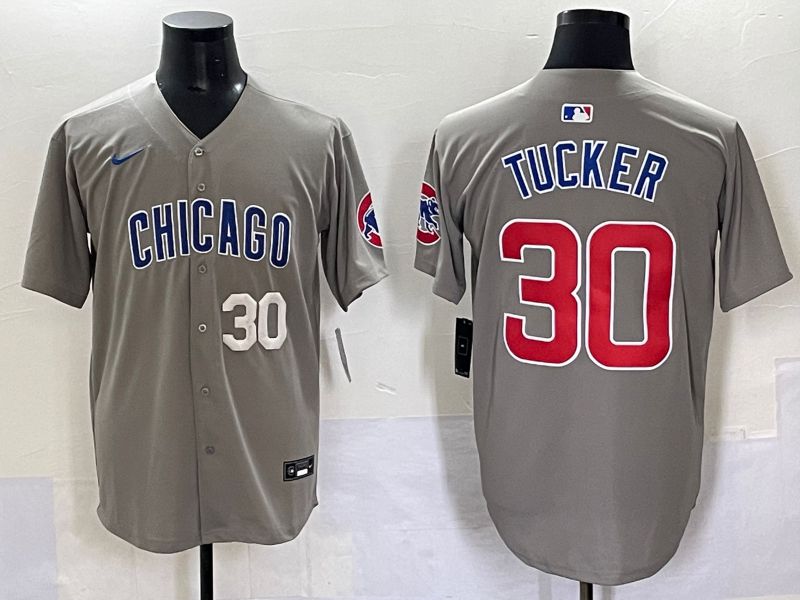 Men 2025 Chicago Cubs #30 Tucker Grey Game Nike MLB Jersey style 7032